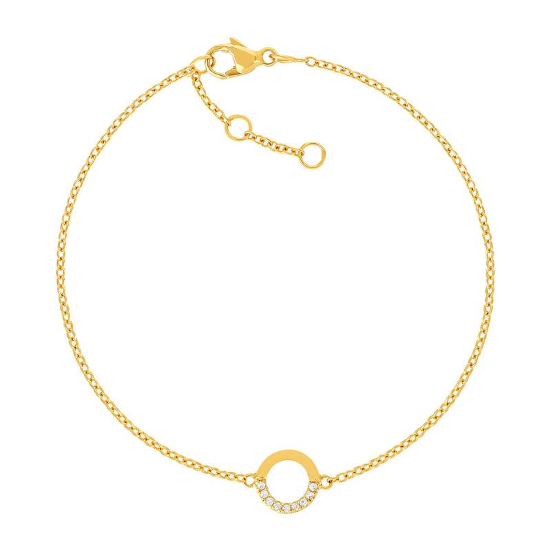 Bracelet plaqué or jaune et zirconias 19cm - vue 1