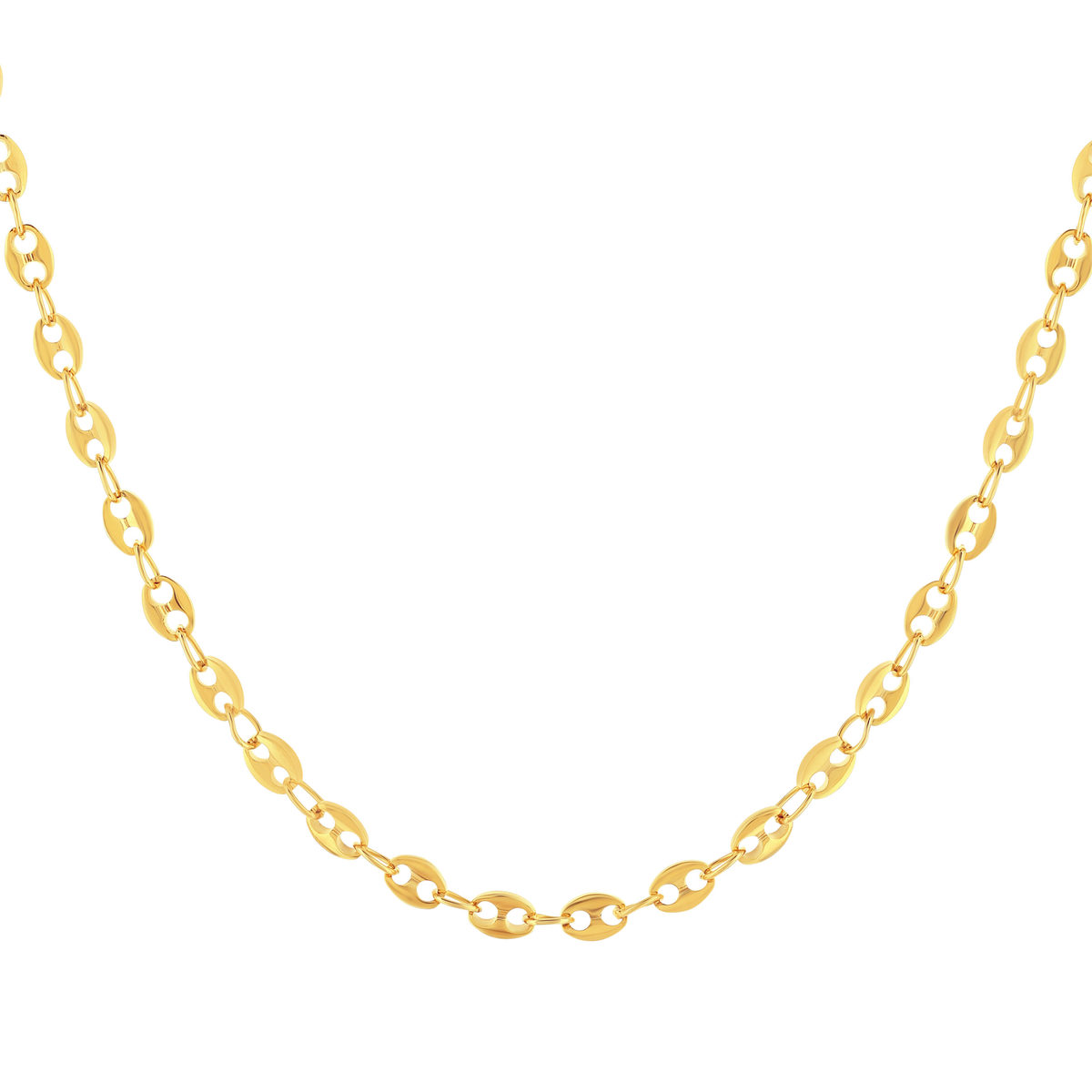 Collier plaqué or jaune motif grain de café 45cm