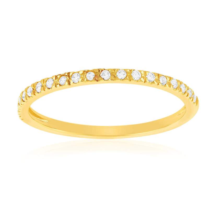 Bague plaqué or jaune et zirconias - vue 1