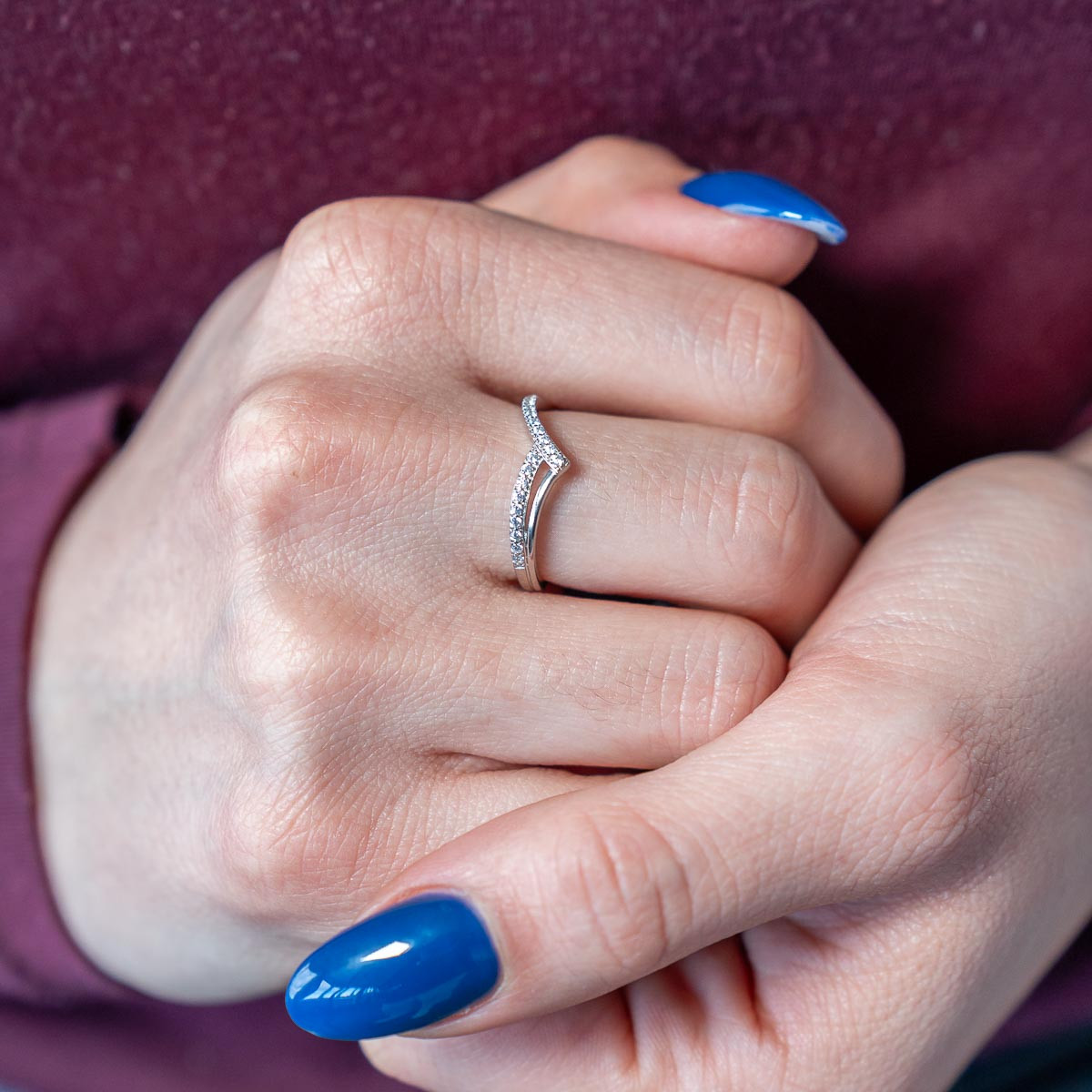 Bague argent 925 et zirconias - vue porté 1