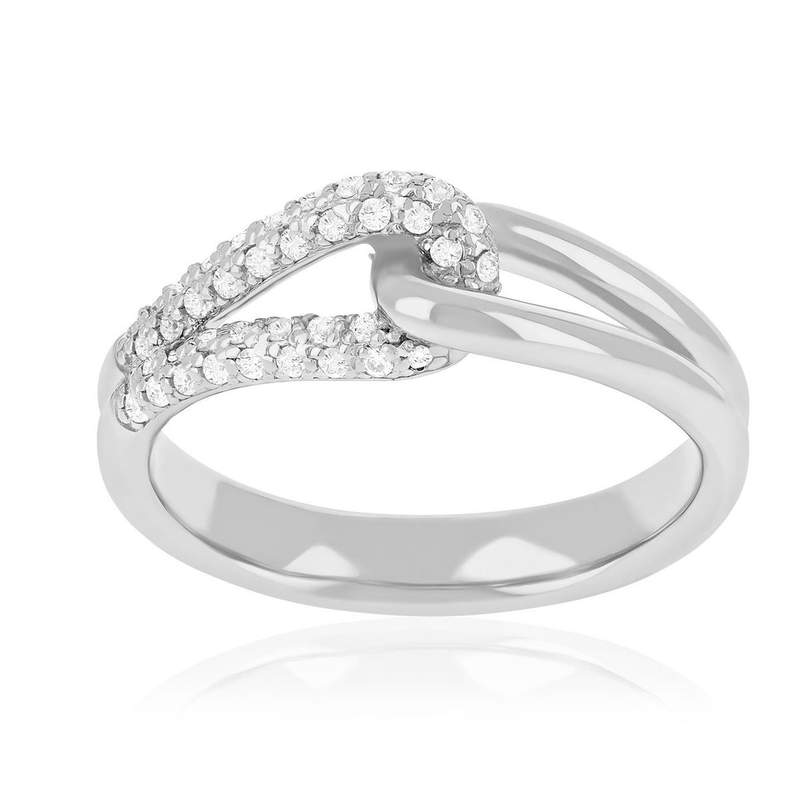 Bague argent 925 et zirconias - vue 1
