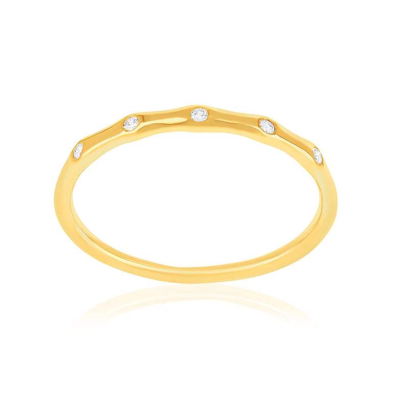 Bague plaqué or jaune et zirconias - vue 1