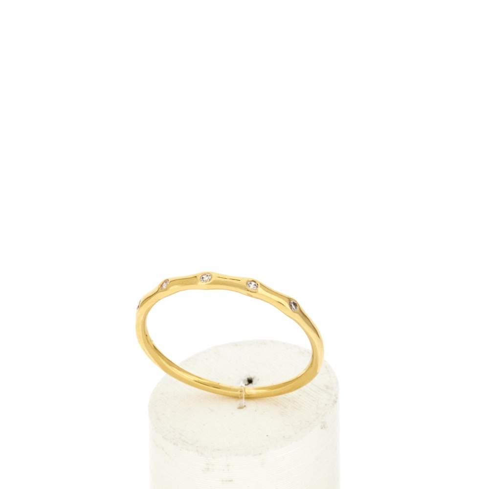Bague plaqué or jaune et zirconias - vue 2