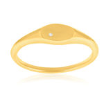 Chevalière plaqué or jaune et zirconias - vue 1