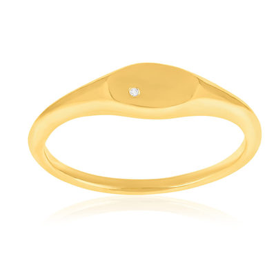 Chevalière plaqué or jaune et zirconias - vue 1