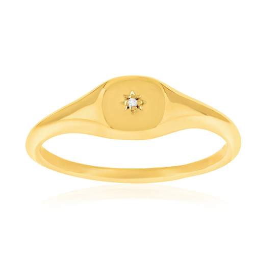 Chevalière plaqué or jaune et zirconias