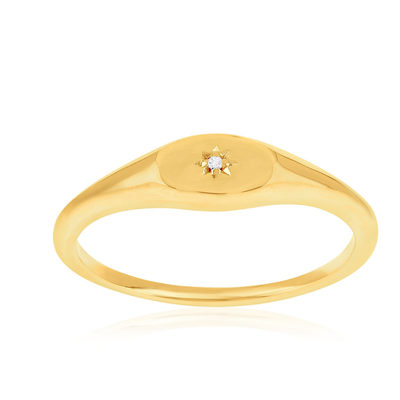 Chevalière plaqué or jaune et zirconias étoile