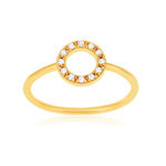 Bague plaqué or jaune et zirconias rond - vue 1