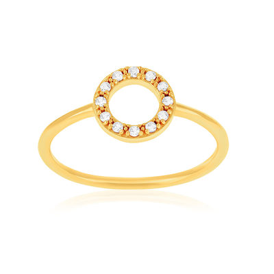 Bague plaqué or jaune et zirconias rond