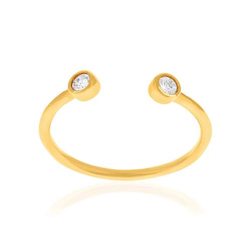 Bague ouverte plaqué or jaune et zirconias