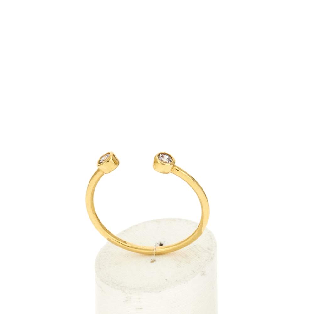 Bague ouverte plaqué or jaune et zirconias - vue 2