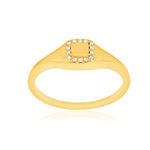 Chevalière plaqué or jaune carrée et zirconias - vue 1