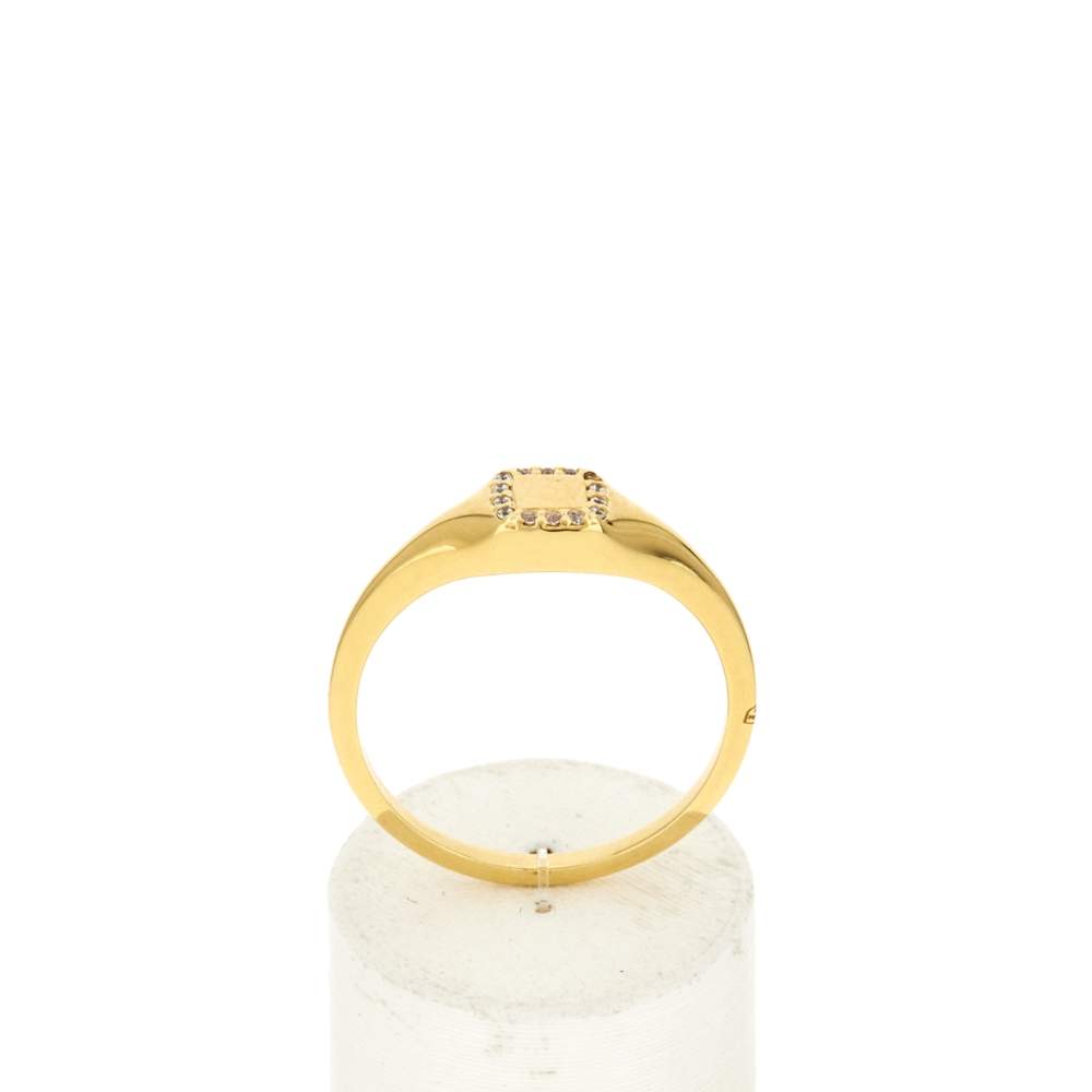 Chevalière plaqué or jaune carrée et zirconias - vue 1
