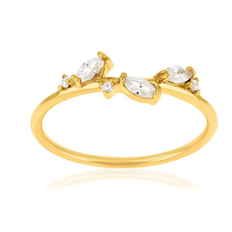 Bague plaqué or jaune et zirconias - vue 1