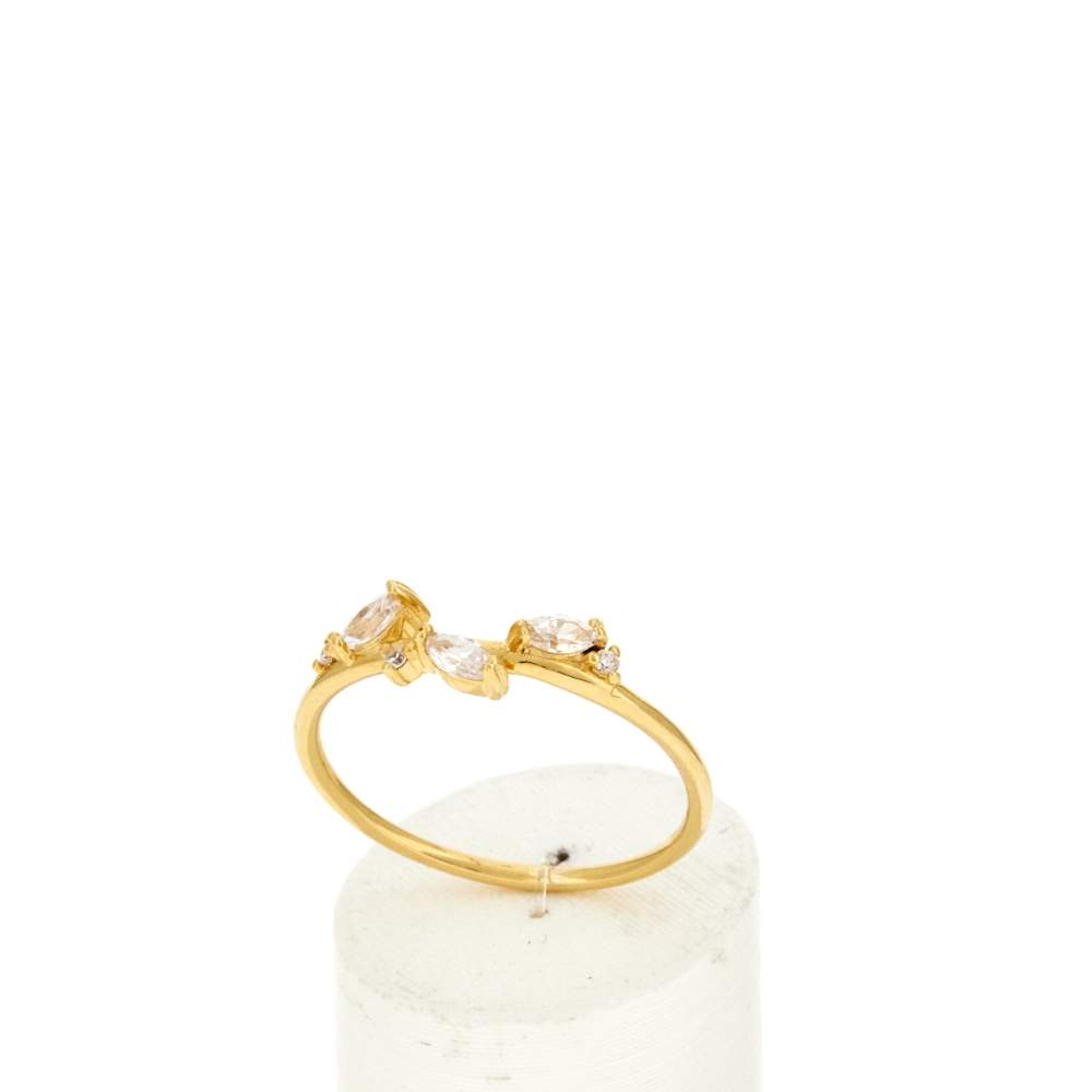 Bague plaqué or jaune et zirconias - vue 2