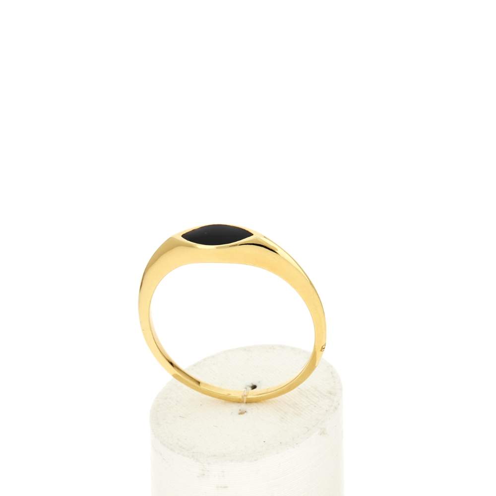 Chevalière plaqué or jaune et onyx - vue 2