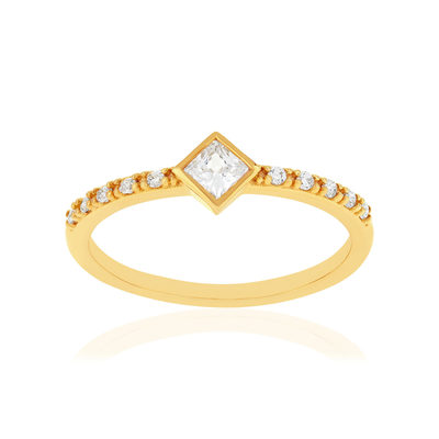 Bague plaqué or jaune losange et zirconias