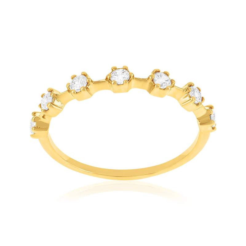 Bague plaqué or jaune et zirconias - vue 1