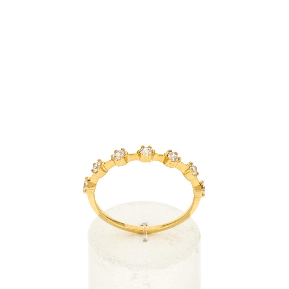 Bague plaqué or jaune et zirconias - vue 1
