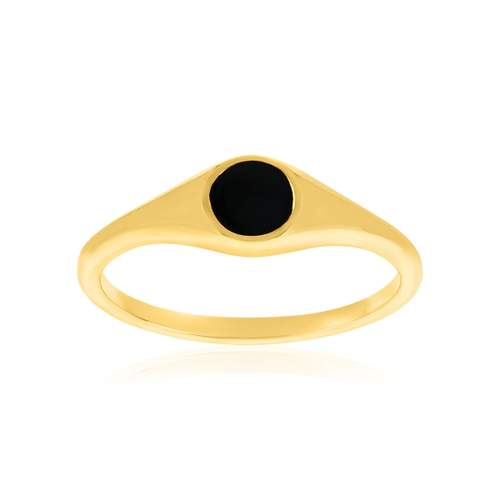 Chevalière plaqué or jaune et résine noire