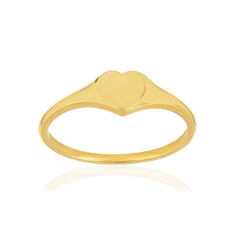 Chevalière plaqué or jaune coeur - vue 1