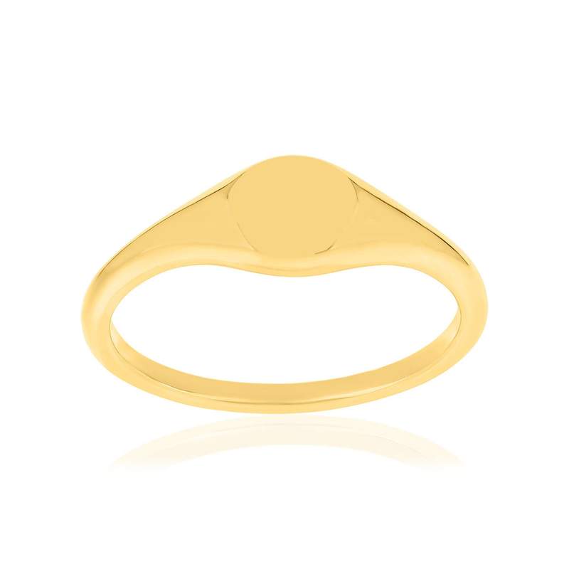 Oval yellow gold-plated signet ring - view 1