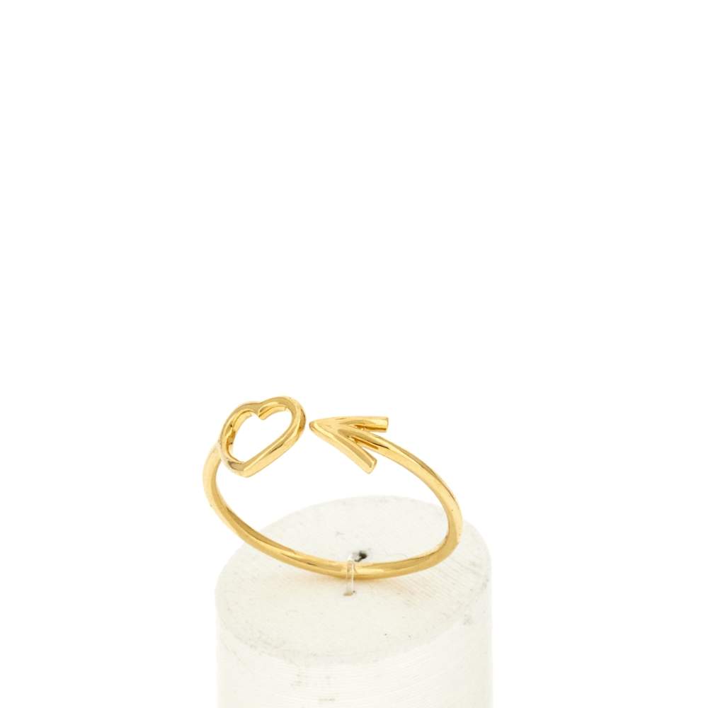 Bague plaqué or jaune flèche et coeur - vue 2