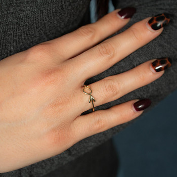 Yellow gold-plated arrow and heart ring
