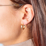 Créoles plaqué or jaune 15mm - vue porté 1