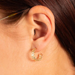 Demi créoles plaqué or jaune 15mm - vue porté 1