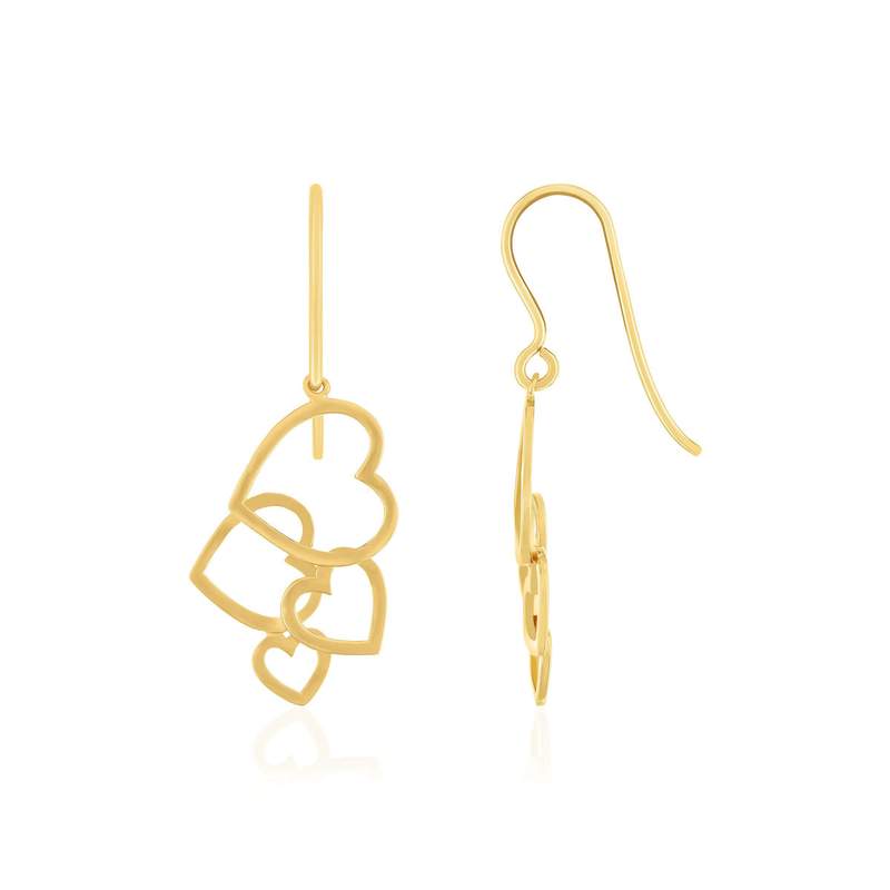 Boucles d'oreilles plaqué or jaune coeur - vue 1