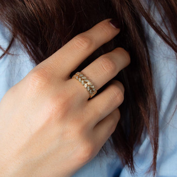 Yellow gold-plated ring with ziconias