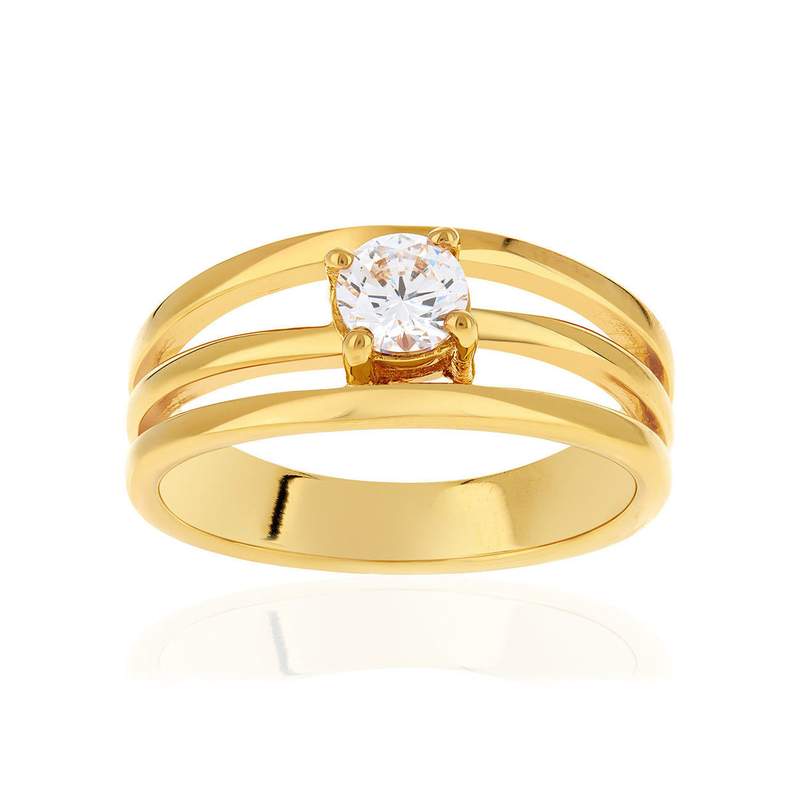 Bague plaqué or jaune et ziconias - vue 1