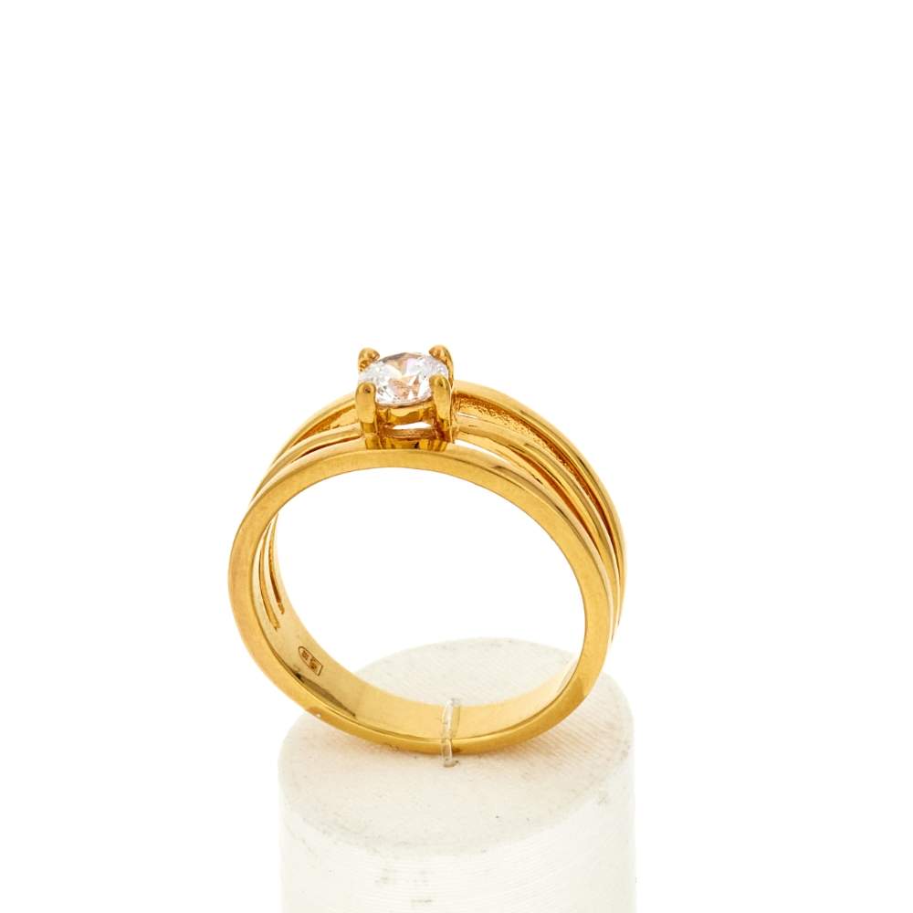 Bague plaqué or jaune et ziconias - vue 2