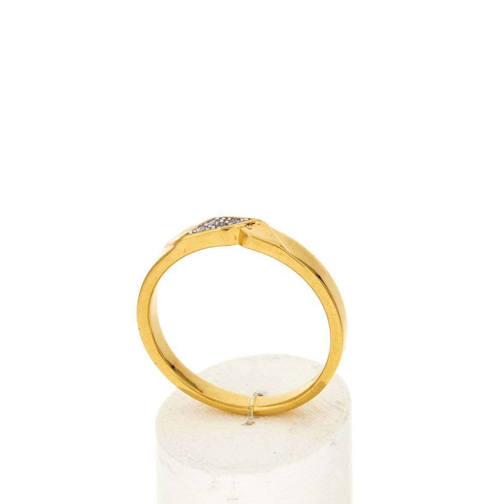 Bague plaqué or 2 tons et ziconias - vue 2