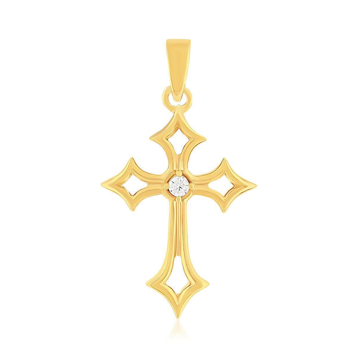 Pendentif croix plaqué or jaune et ziconias