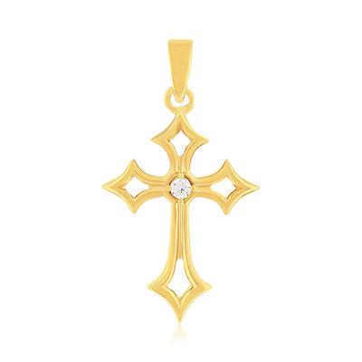 Pendentif croix plaqué or jaune et ziconias - vue 1
