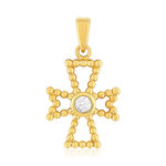 Pendentif croix plaqué or jaune et ziconias - vue 1