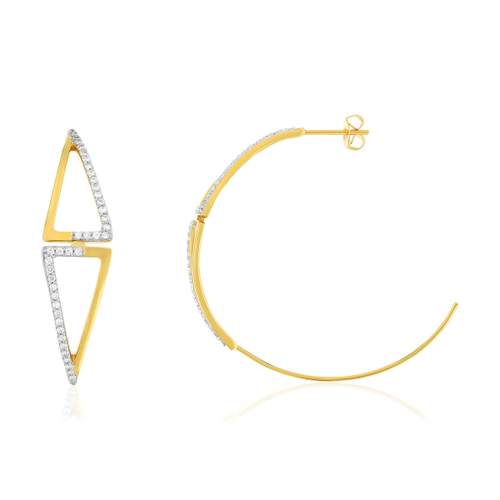 2-tone gold-plated half hoop earrings with ziconias 38mm