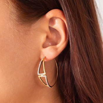 Demi créoles plaqué or 2 tons et ziconias 38mm