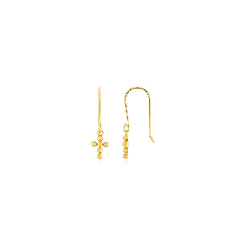 Boucles d'oreilles plaqué or jaune croix - vue 1