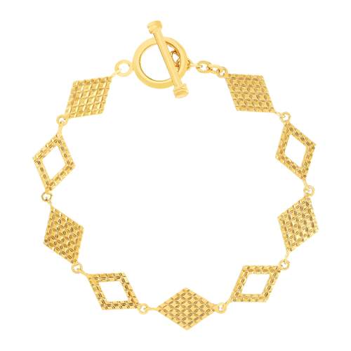 Bracelet plaqué or jaune losanges 18cm