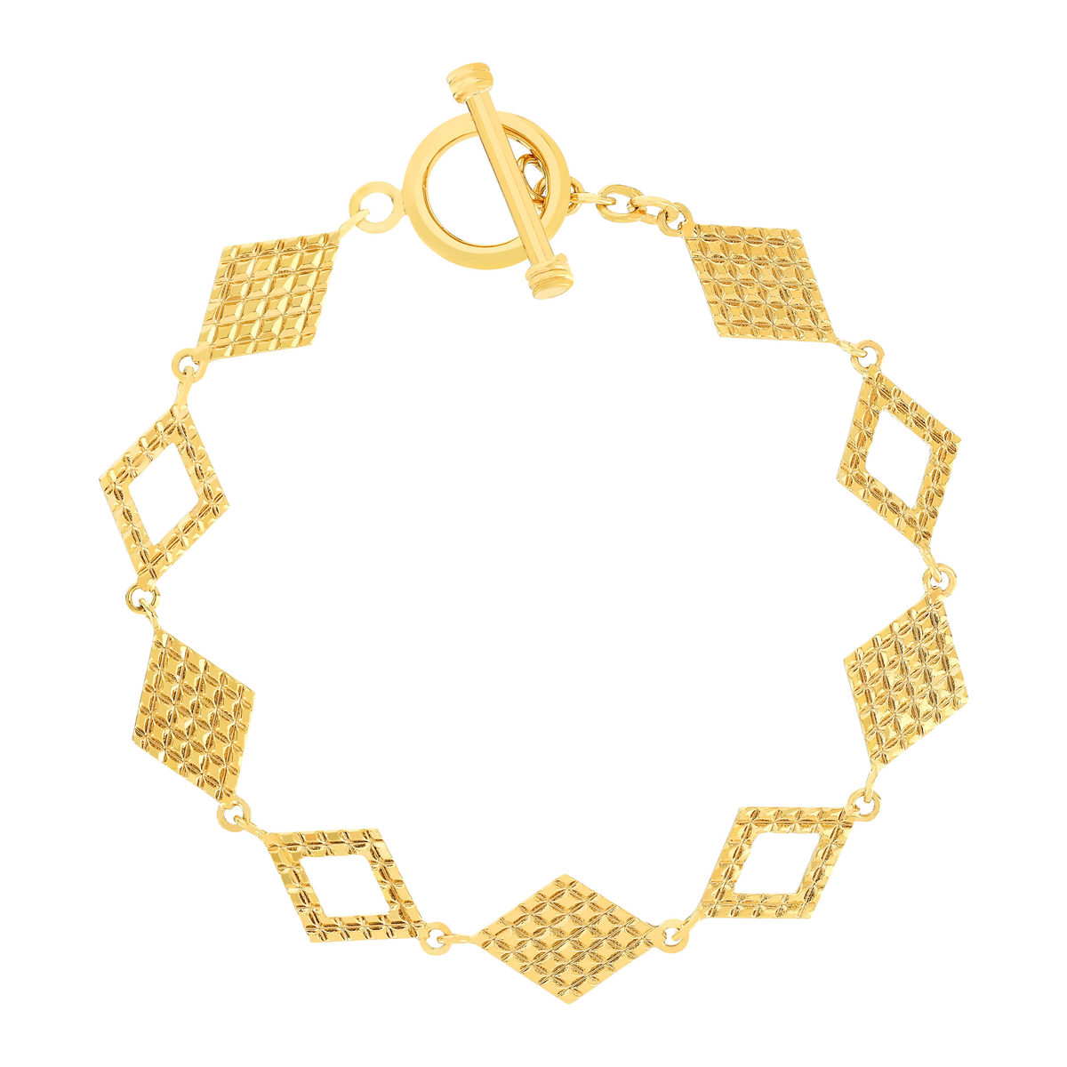 Bracelet plaqué or jaune losanges 18,5cm