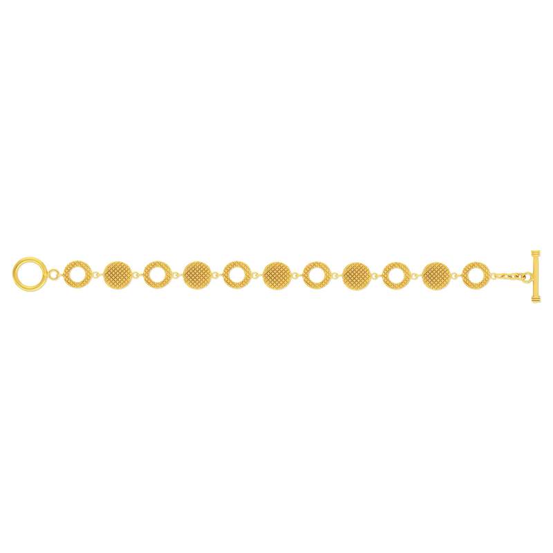 Bracelet plaqué or jaune ronds 18,5cm - vue 2