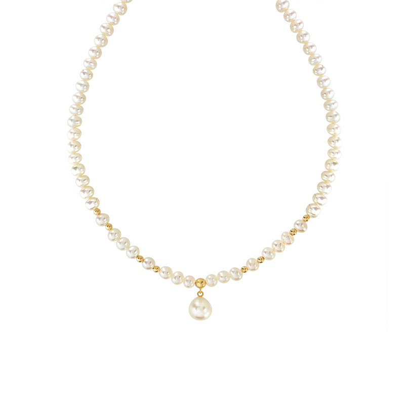 Collier or 750 jaune pampille perles de culture de Chine 42,5 cm