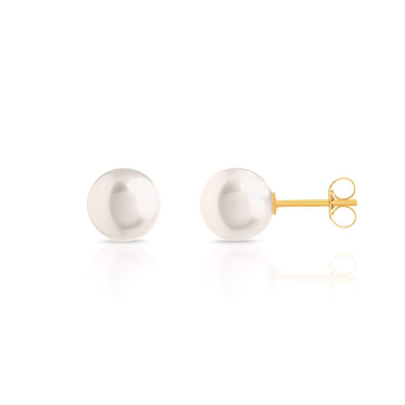 Boucles d'oreilles or 750 jaune perles de culture de Chine - vue D1