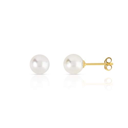 Boucles d'oreilles or 750 jaune perles de culture du Japon