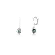 Boucles d'oreilles or 750 blanc perle de tahiti diamant