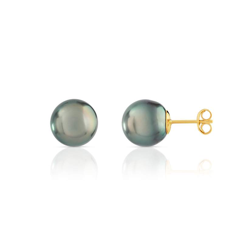 Boucles d'oreilles or 750 jaune perles de culture de Tahiti - vue 1