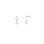 Boucles d'oreilles or 750 2 tons perle du japon et diamant - vue 1